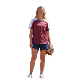 Nike Softball‎ Team Jersey Women's M Maroon White Button Front NWT AV6719-670